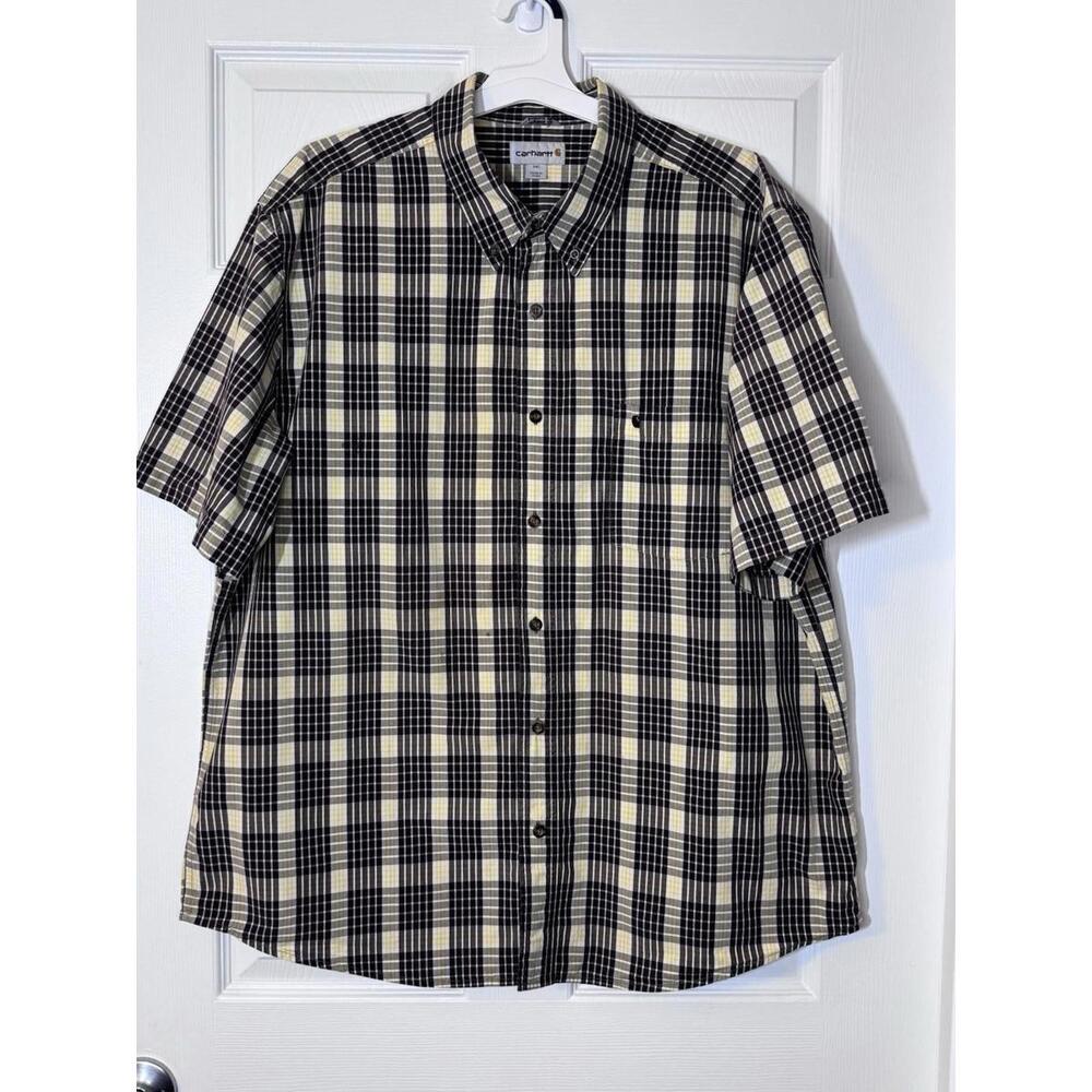 Carhartt Men's 2XL Brown Plaid Short Sleeve Shirt‎